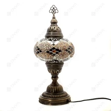 Turkish Moroccan Lamp Colourful Glass Mosaic Handmade Table Desk Light-Free Bulb
