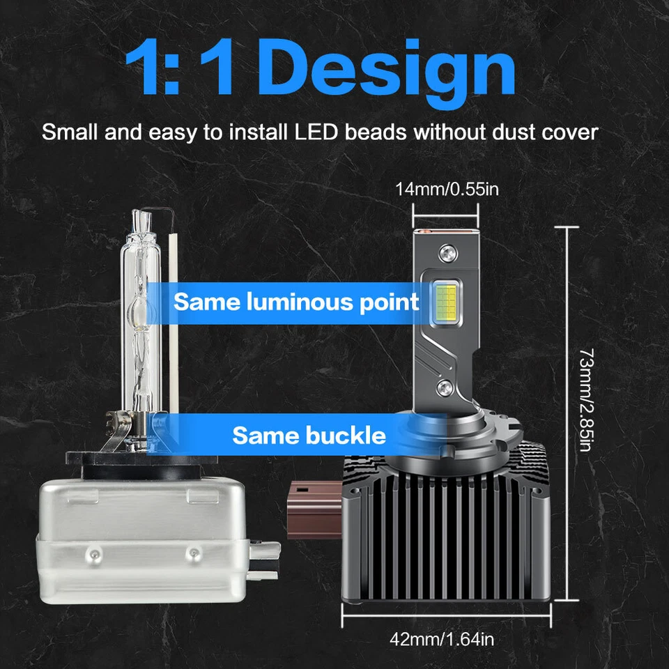 D1S D1R LED Headlight Bulb Conversion Kit Blue 8000K Xenon HID Replace Lamp 2pcs - Image 2 of 4