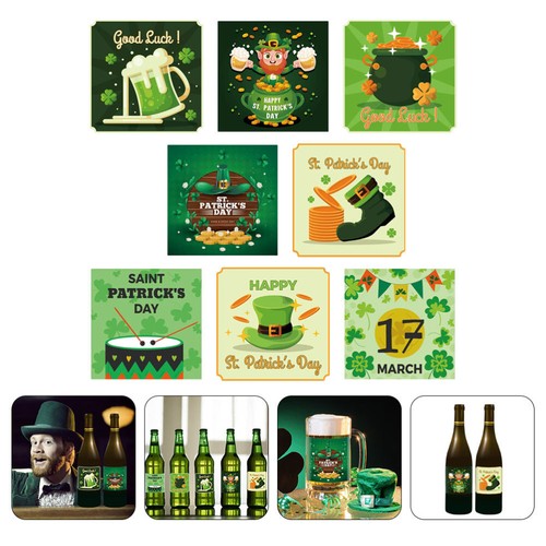 Autocollants Pour Bouteilles De Vin De Noël - Lot De 12, Motifs Vintage (Père Noël, Bonhomme De Neige...) - Papier Adhésif Cuivré