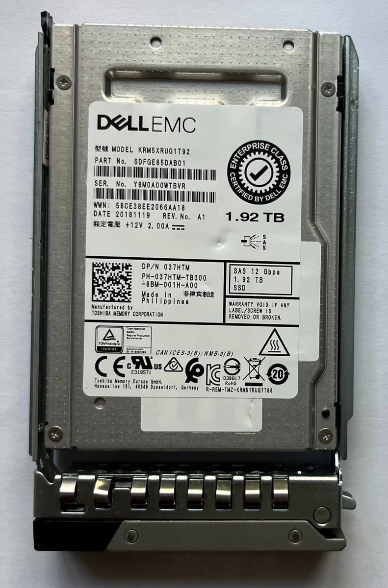 37HTM DELL EMC TOSHIBA 1.92TB 12Gbps SAS RI TLC 2.5 SSD