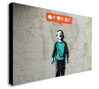 BANKSY - NOBODY LIKES ME - Canvas Wall Art Framed Print. Various Sizes