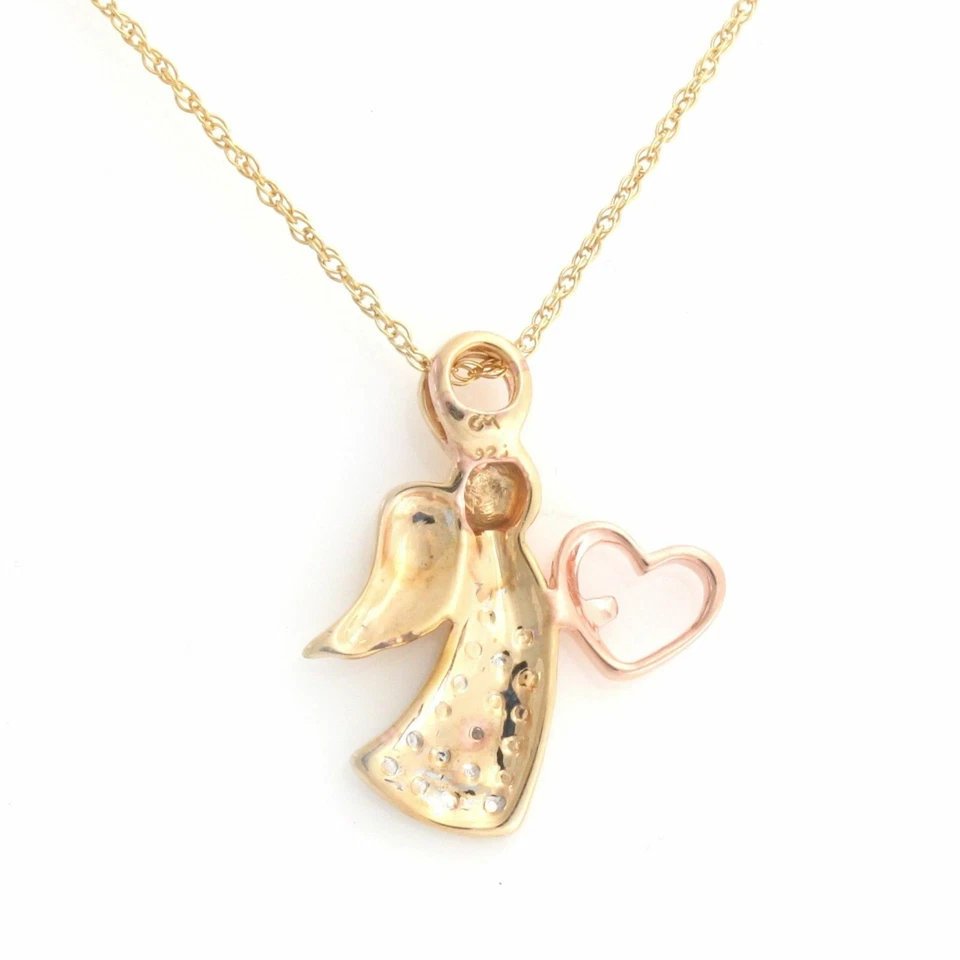 Collar Colgante Ala Pluma de Ángel Diamante Blanco Plata de Ley 925 Q131 Foto 3 de 4