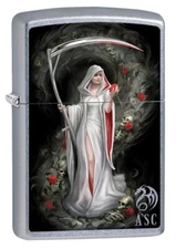 Zippo Anne Stokes Female Grim Reaper Lighter, Street Chrome NEW IN BOX