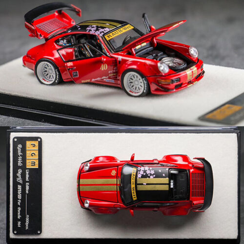 New RWB Porsche 964 PGM 1:64 Scale Diecast Car Model Cherry blossoms Red Limited - Picture 1 of 11
