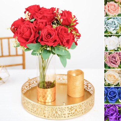 18'' Silk Rose Bushes ARTIFICIAL FLOWERS Wedding Party Events Home Decorations