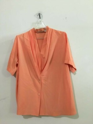 Yves St Clair Plus Size 20W Pleat Front Papaya Coral Top Blouse Women Stylish