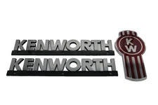 Kenworth Hood Emblem Grill Set Bug Letters Badge Logo Nameplate (plastic)