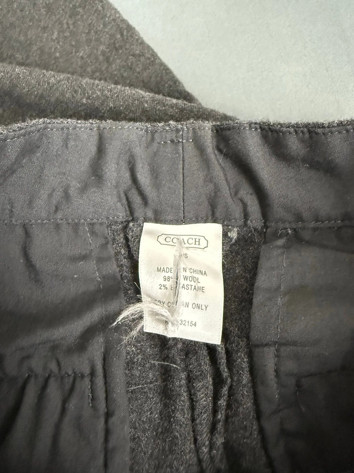 Pantaloni Coach donna 28 vita grigio lana vita bassa pantaloni ufficio