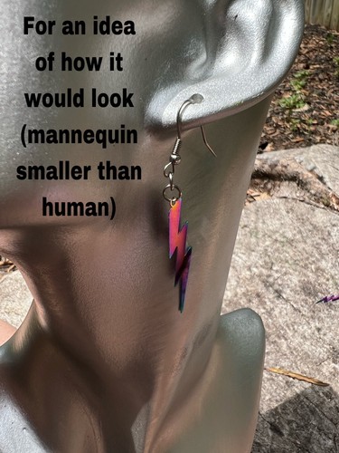 Women’s Men’s Colorful Iridescent Lightning Bolt Earrings - Picture 6 of 11
