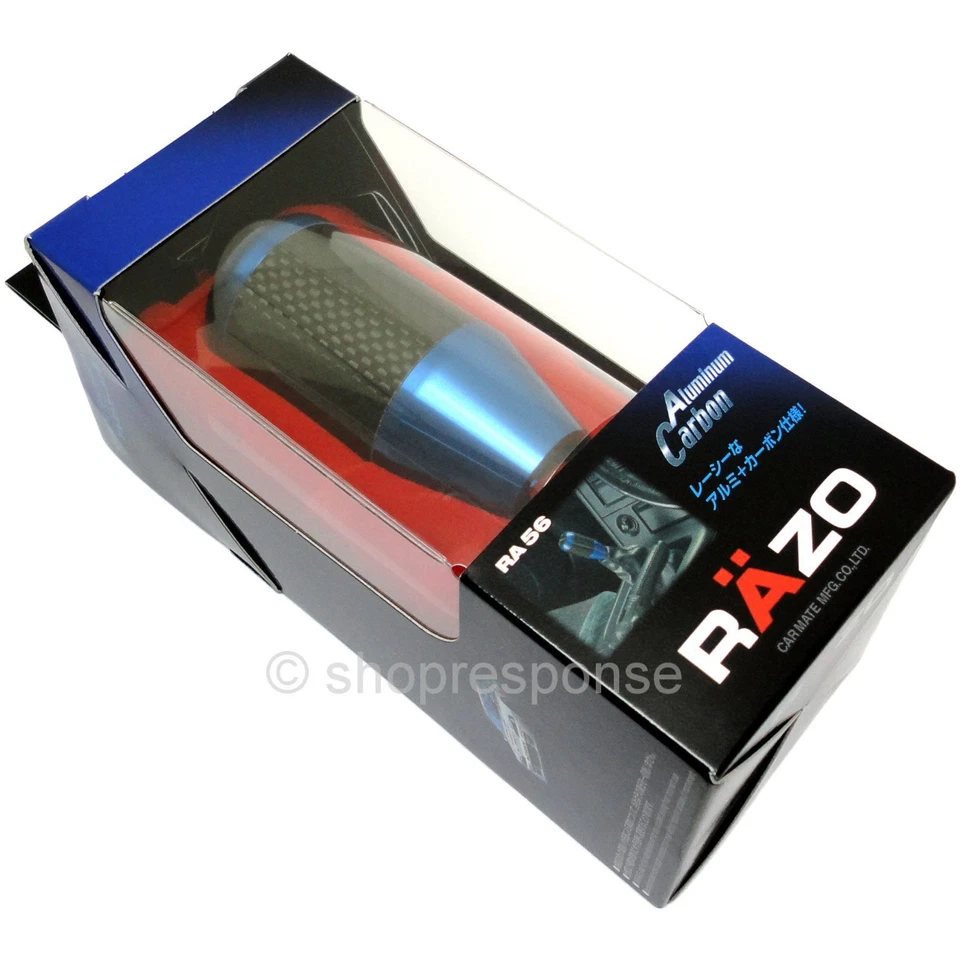 RAZO RA56 Azul Aluminio y Fibra de Carbono Perilla de Cambio Perilla de Engranaje 143g JAPÓN JDM Foto 3 de 3