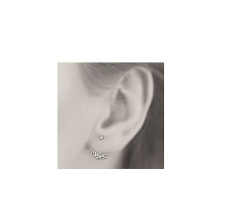 Boucles D'oreilles Ear Jacket Zirconium CZ Argent 925 - Contour Sous Lobe, Modèle BO167