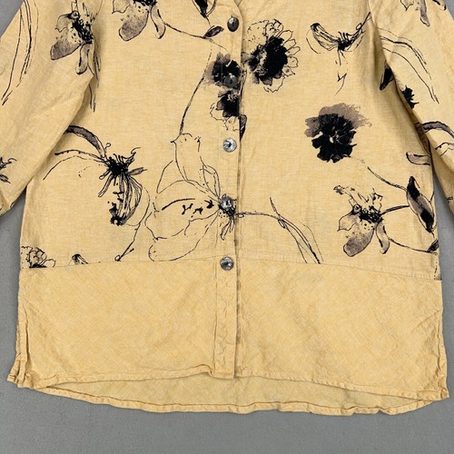 Habitat Clothes to Live in Shirt Womens Small Yellow Floral Tunic Bloom Coastal - Picture 3 of 13
