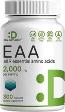 Essential Amino Acids Supplement EAA - 2000mg All 9 - High Potency 300 Capsules