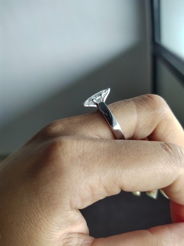 Solitaire Marquise Cut Real Moissanite Engagement Ring Classic Wedding Ring Her - Picture 3 of 14