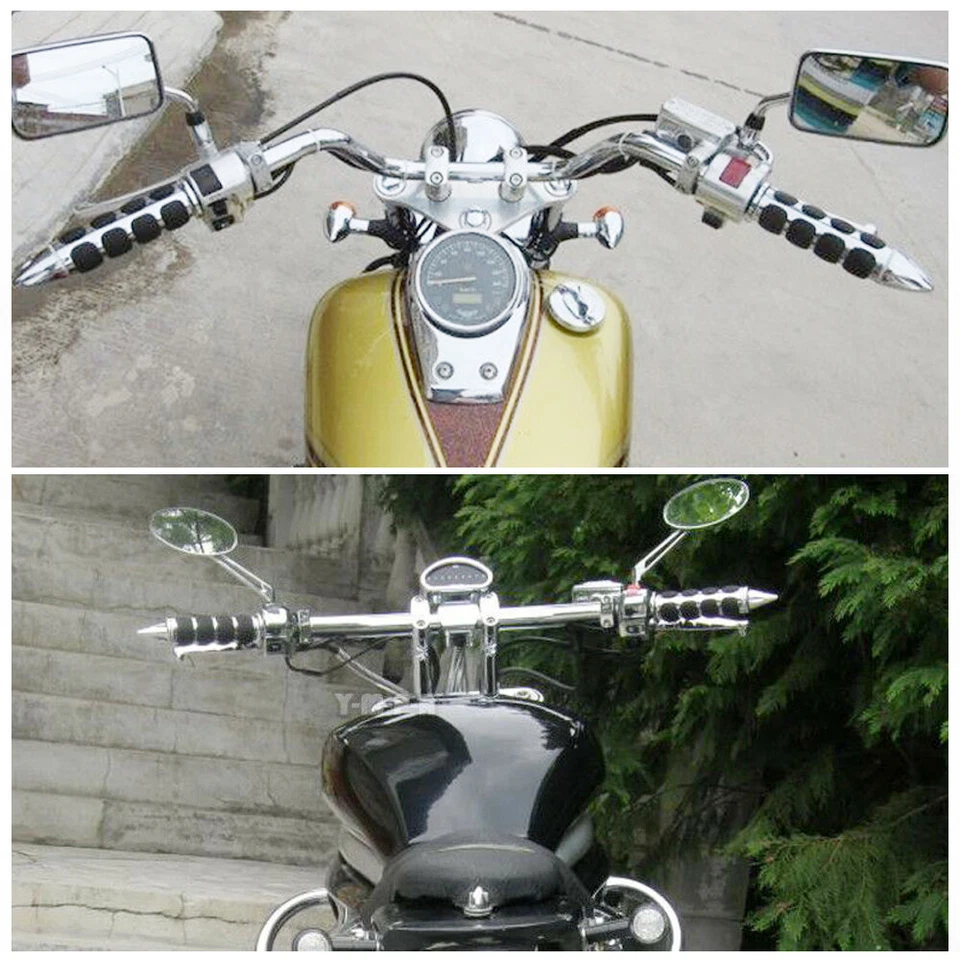 1" Motorcycle Handle Bar Hand Grips Chrome For Harley Cruiser Dirt Bike Yamaha - Image 3 of 4