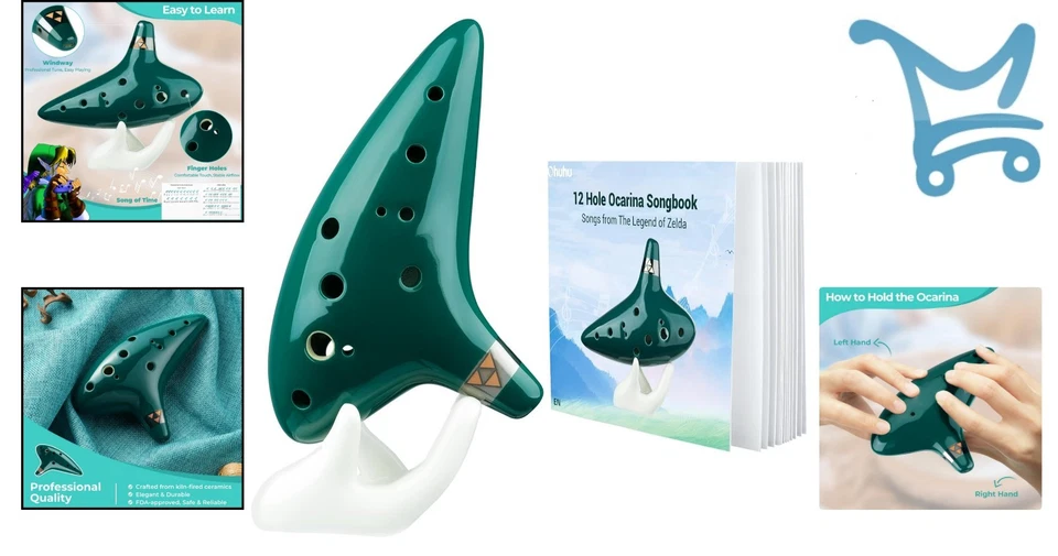 Zelda Ocarina Cerámica 12 Agujeros con Cancionero y Accesorios para Principiantes Foto 2 de 4