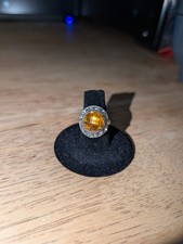 925 Sterling Silver Ring With Amber Gem size 7