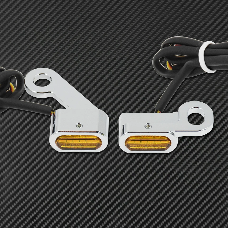 2X Mini Chrome LED Turn Signal Indicator Running Lights Fit for Sportster 04-20 - Image 3 of 4