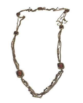 Vintage Necklace Sarah Coventry Topaz Glass  Golden Embers''  Multi-Strand Chains