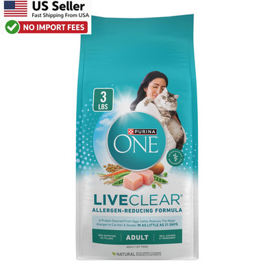 Purina ONE LiveClear Allergen Reducing Chicken Dry Cat Food 3 lb Bag FROM USA