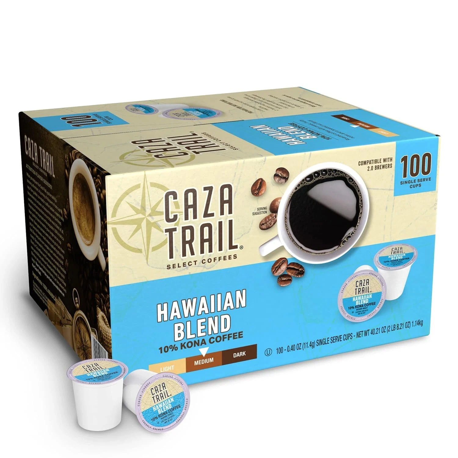 Caza Trail Coffee Kona Blend 100 Single Serve Cups