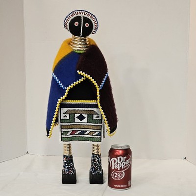 70s South African Ndebele 20'' Doll Fertility Initiation Ceremonial Beaded Signed