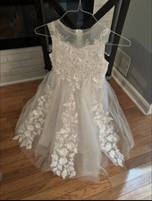 Girls' White Tulle Lace Dress Set with Jacket Accessories for First Communion