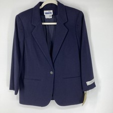 Vtg Prophecy Petite Womens Size 6 100 Pure Wool Navy Blazer Preppy Academia 90s