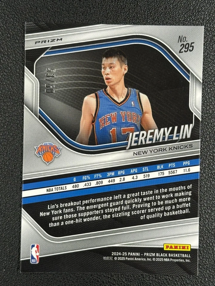2024-25 Panini Prizm Black Jeremy Lin Orange Wave 53/60#Z - Image 2 of 2