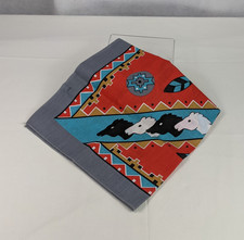 VTG Southwestern Style Bandana Horses Colorful Skull Feathers USA 21.5" X 21.75"