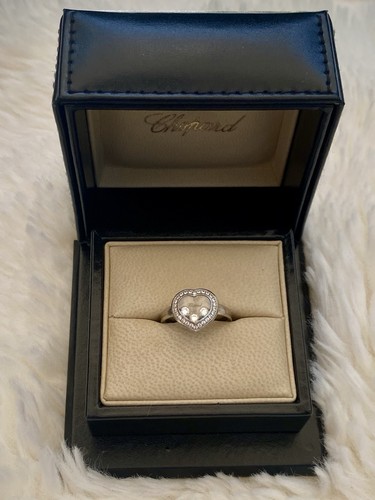 Chopard Happy Diamonds Heart Ring 18ct White Gold Diamond Ring Wth Box Authentic