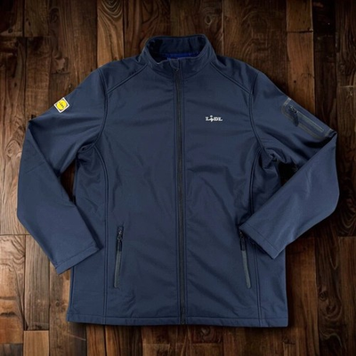 #ad Lidl Employee Softshell Jacket XL Navy Blue Full Zip Long Sleeve Pockets EUC $59.50