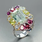 Handmade ring Natural Aquamarine Ring 925 Sterling Silver Size 7.5 /R469667