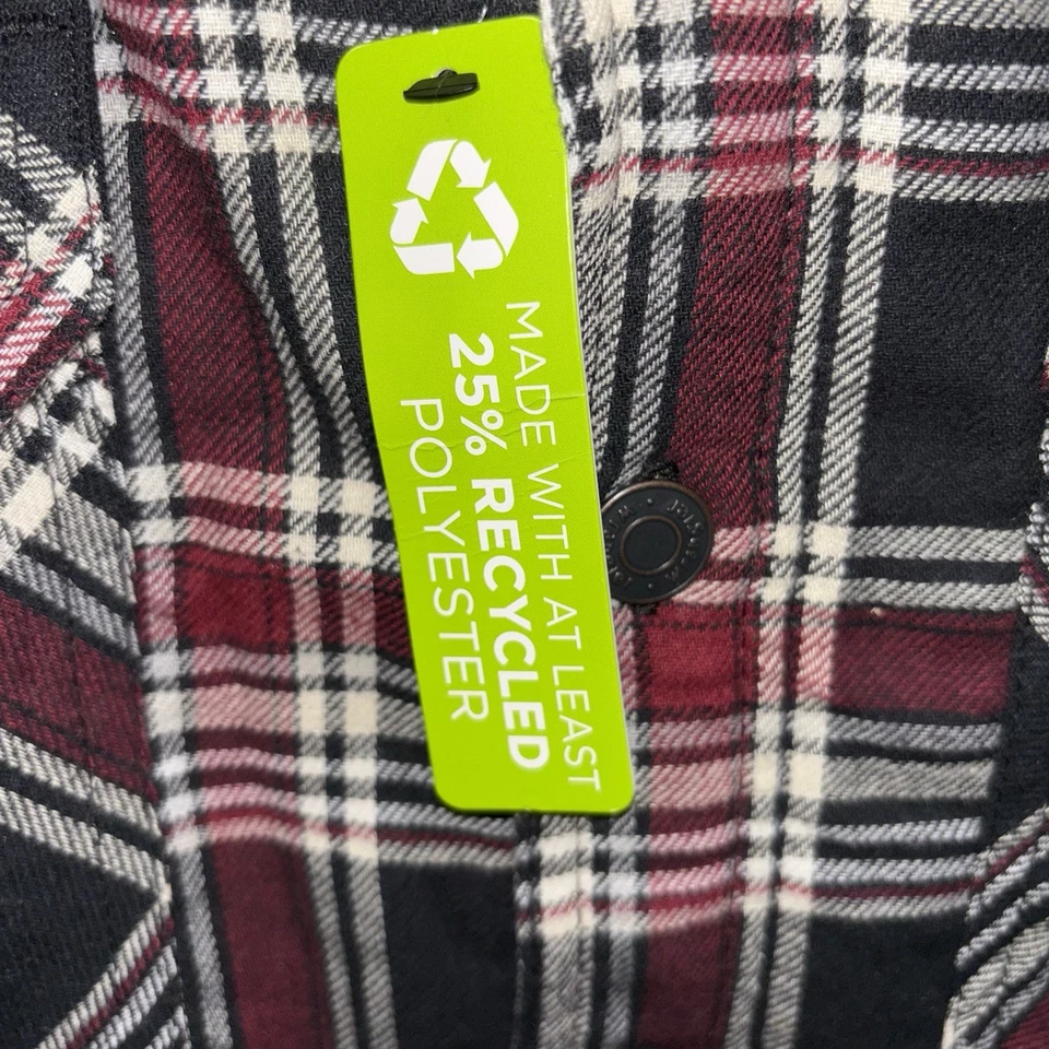 Wrangler Shirt Mens Lg Gray Black Plaid Fleece Flannel Button Front Long Sleeve - Image 3 of 4