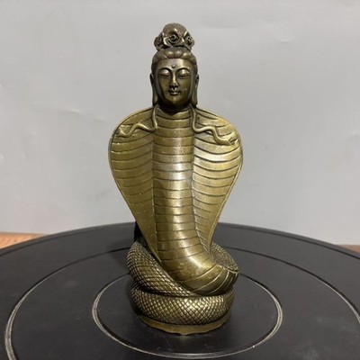 Brass Nuwa Empress Gods immortals Buddha Human head snake body Worship Hall