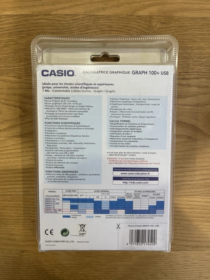 Casio Graph 100+ USB Calculatrice Scientifique NEUF - Photo 2/2