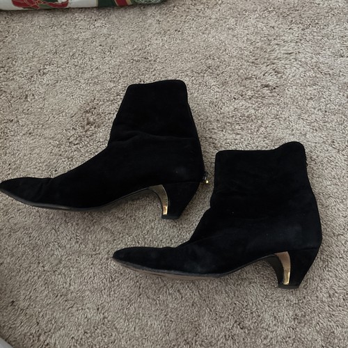 Di Sandro Black Suede Pointed Toe Boots With Leather Interior Sz39/8.5