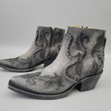 Corral 325 G1381 LD Grey Studs Overlay Ankle Boots Snip Toe Western Size 6 M