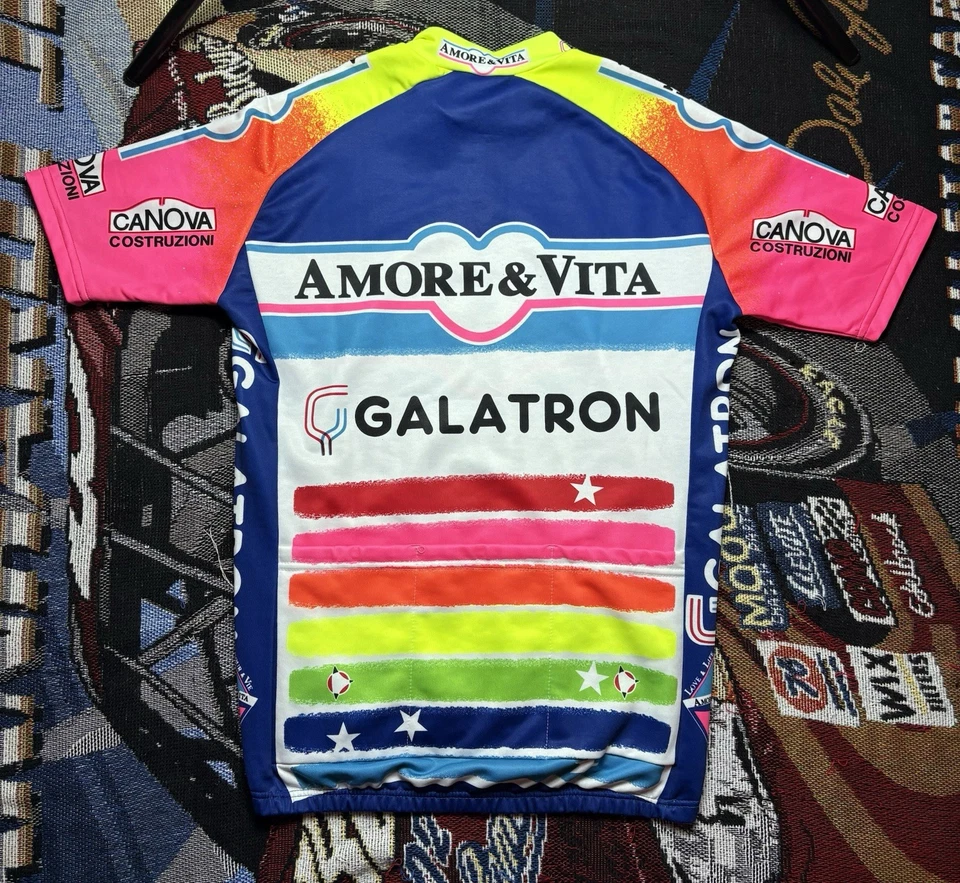 VINTAGE AMORE & VITA CYCLING SHIRT GALATRON VELO JERSEY RETRO SIZE 5 Men’s Large - Image 2 of 4