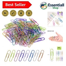 Quality Medium Colored Paper Clips - 240pcs for Elegant Organization