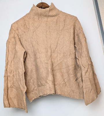 Mud Pie Sand Beige Strick Pullover Slouchy Oversize Boho UK 16
