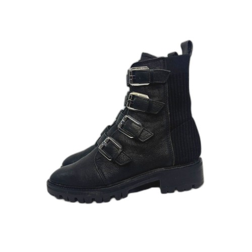 Dolce Vita Womens Combat Buckle Boots Gaven Lug Black Leather Round Toe Size 8 - Picture 8 of 10