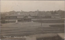 Bird's Eye Savannah New York NY Railroad Depot Freight Cars 1910 RPPC Postcard