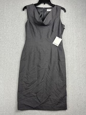 Calvin Klein Dress Womens 4 Gray Cowl Neck Sleeveless Sheath Workwear Office NWT