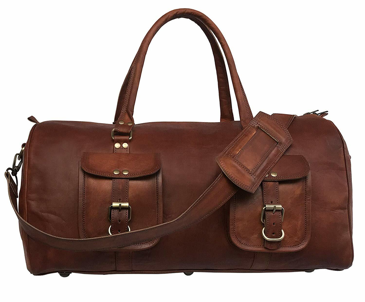 Grande Cuero Equipaje Maleta Bolso de Viaje SPORTS 53.3cm Avión Cabina Hombre