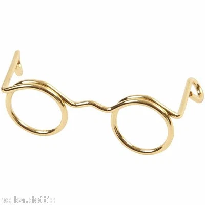 CREATIV Mini goldfarbene Brille - Puppen Brillenaugen - Größen 25 mm 35 mm 50 mm 60 mm