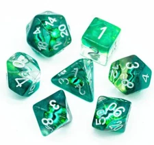 Green Demon's Eye Dice Set Poly RPG DnD Dungeons Dragons AD&D Pathfinder d20