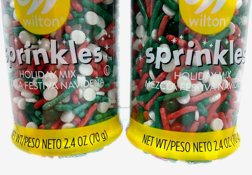 2 Pack WILTON Holiday Mix Christmas Sprinkles 2.4 oz Red White Green - Picture 2 of 4