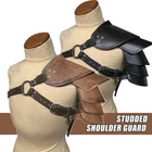 PU Leather Medieval Single Shoulder Armor Gladiator Knight Pauldrons Cos