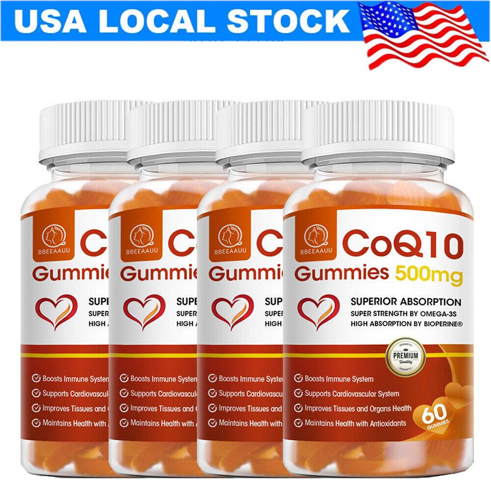 4*60 Coenzyme Q10 Gummies 500mg Cardiovascular Heart Health Increase Energy